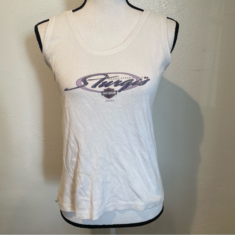 HARLEY DAVIDSON Summer Bikercore Front Back Logo Tank Top White L